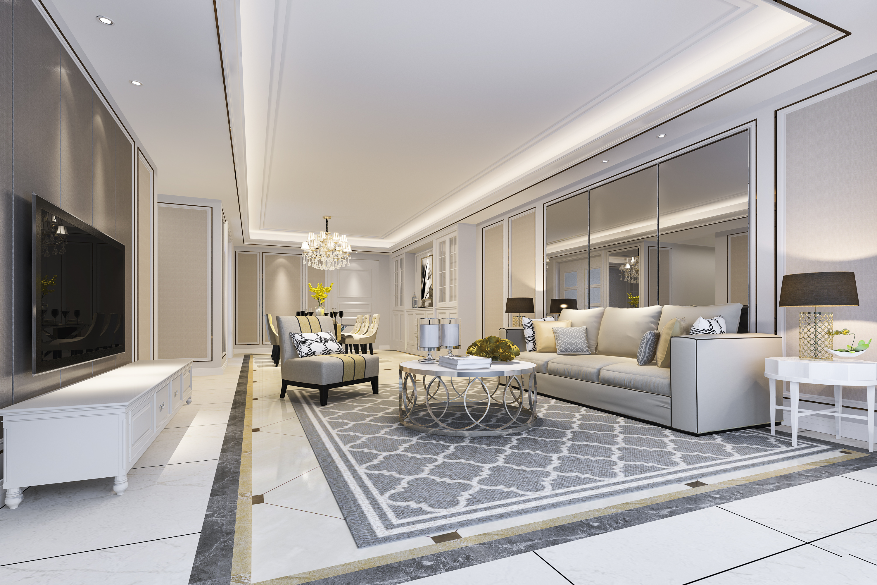 Refined interior with a neutral palette and natural materials